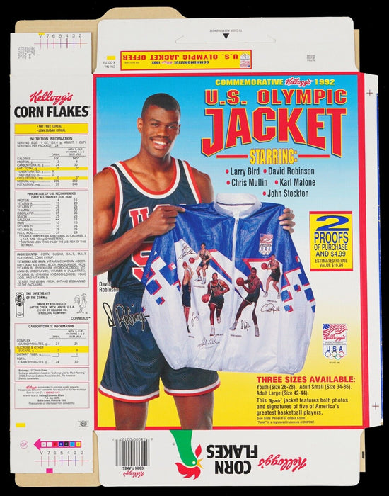 1992 Dream Team Olympics Team USA Signed Corn Flakes Box 5 Sigs JSA COA