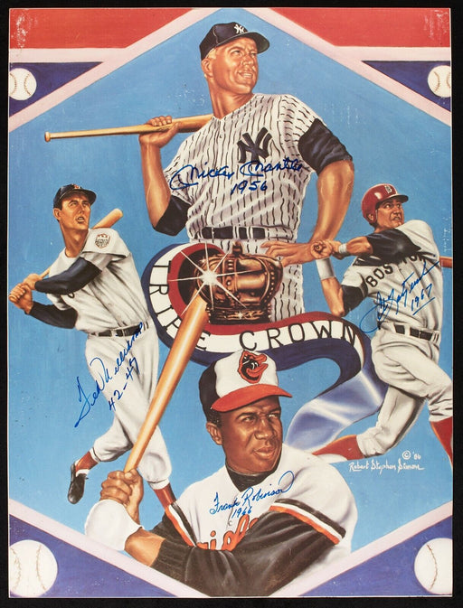 Mickey Mantle Ted Williams Carl Yastrzemski Triple Crown Signed 18x24 Photo BAS