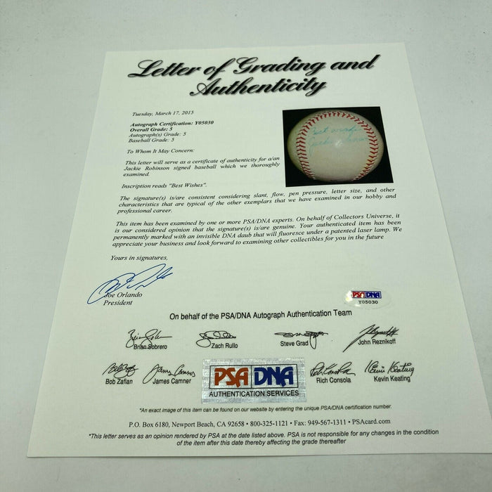 Beautiful Jackie Robinson Single Signed Baseball PSA DNA COA