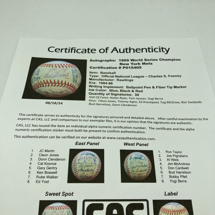 1969 New York Mets WS Champs Team Signed Baseball Tom Seaver Nolan Ryan CAS COA