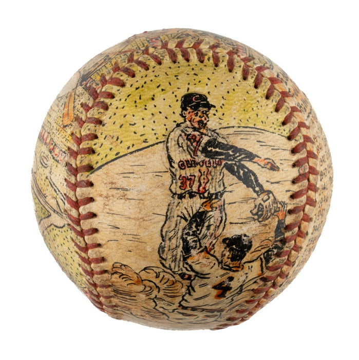 Beautiful Eddie Robinson Hand Painted George Sosnak Folk Art Signed Baseball