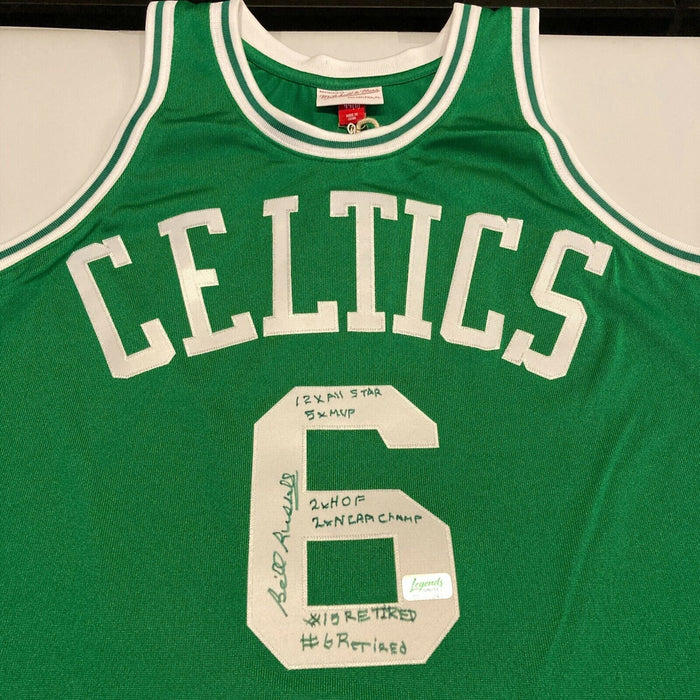 Bill Russell Signed Heavily Inscribed STATS Boston Celtics Jersey With JSA COA