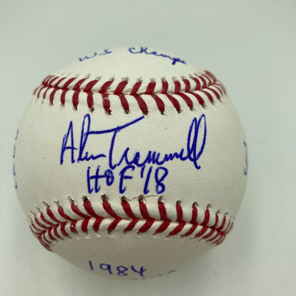 Alan Trammell Signed Heavily Inscribed STAT Baseball JSA COA