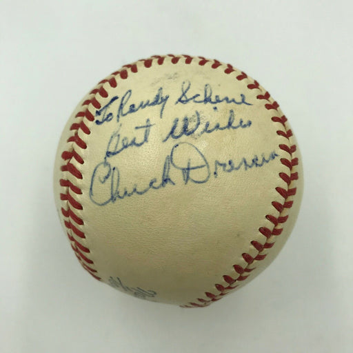 Chuck Dressen Single Signed 1940's National League Baseball Brooklyn Dodgers PSA