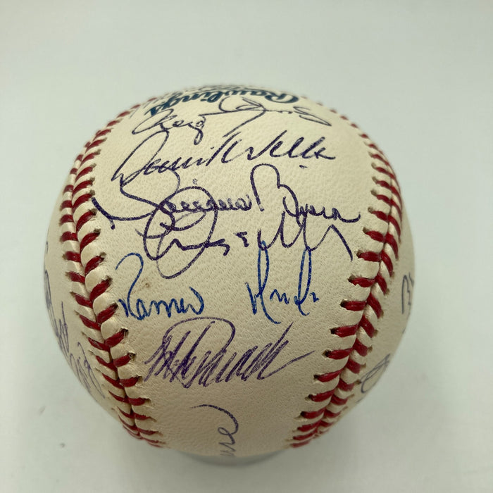 2002 New York Yankees Team Signed Baseball Derek Jeter Mariano Rivera JSA COA