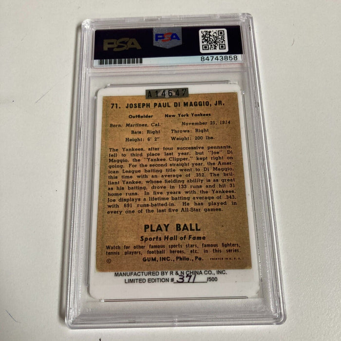 1941 Play Ball Joe Dimaggio Signed Porcelain Baseball Card PSA DNA Auto