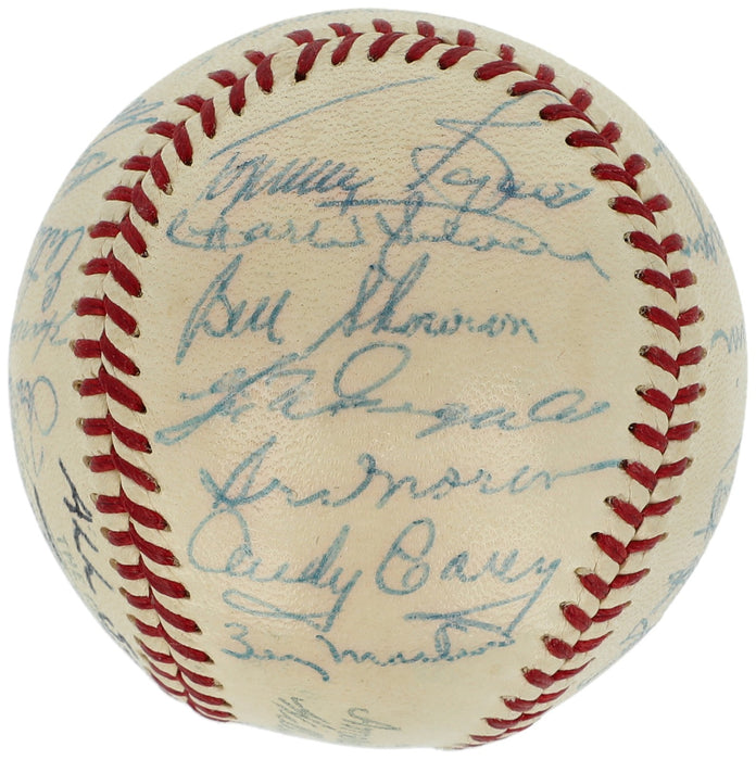 1956 New York Yankees World Series Champs Team Signed Baseball Mickey Mantle BAS