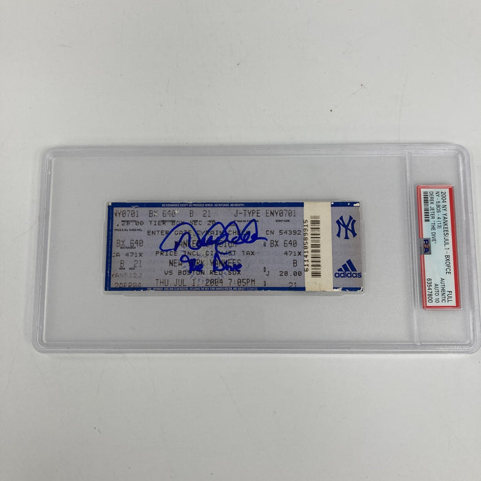 Derek Jeter "The Dive" Signed Original Full Ticket PSA DNA 10 GEM MINT