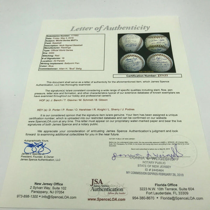 RARE World Series MVP's Multi Signed Baseball Bob Gibson 16 Sigs With JSA COA