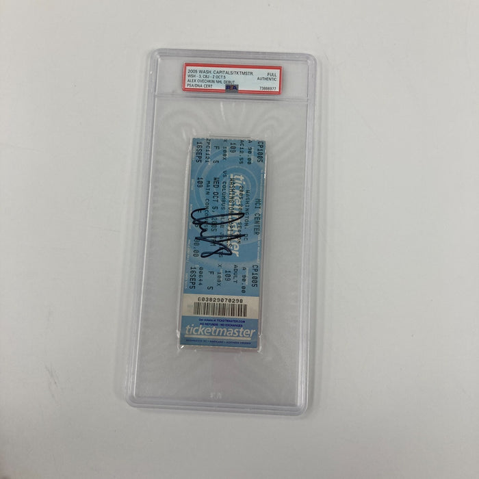 Alexander Alex Ovechkin Signed NHL Debut First Game Full Ticket PSA 1/1 Pop 1