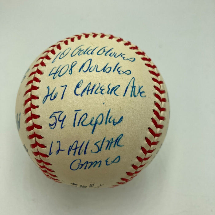 Mike Schmidt Signed Heavily Inscribed Career STAT Baseball Reggie Jackson COA