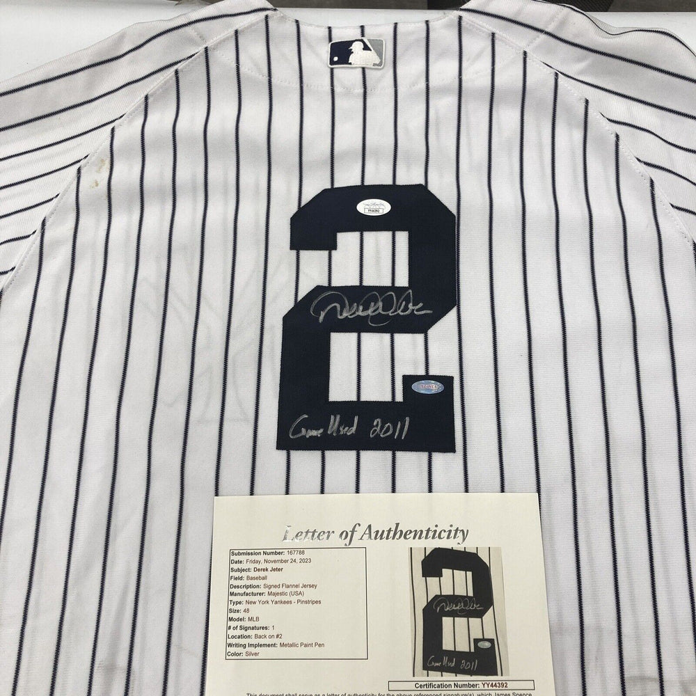 Derek Jeter 2011 Signed Game Used Jersey 3,000th Hit Season MLB & Steiner