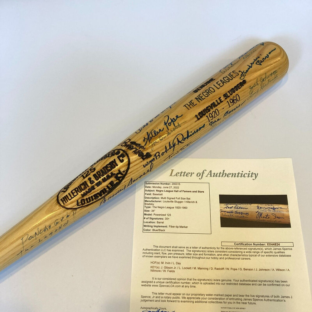 1920-1960 Negro League Legends Multi Signed Baseball Bat Josh Gibson Jr. JSA COA