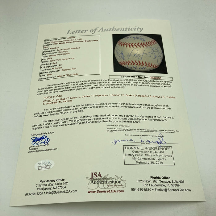 2004 Boston Red Sox World Series Champs Team Signed W.S. Baseball JSA COA