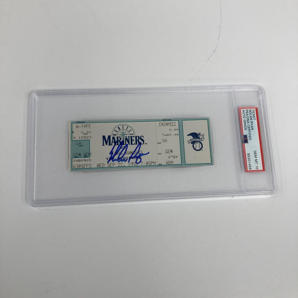 Nolan Ryan Signed Final Career Game Ticket PSA DNA 10 GEM MINT 9-22-1993