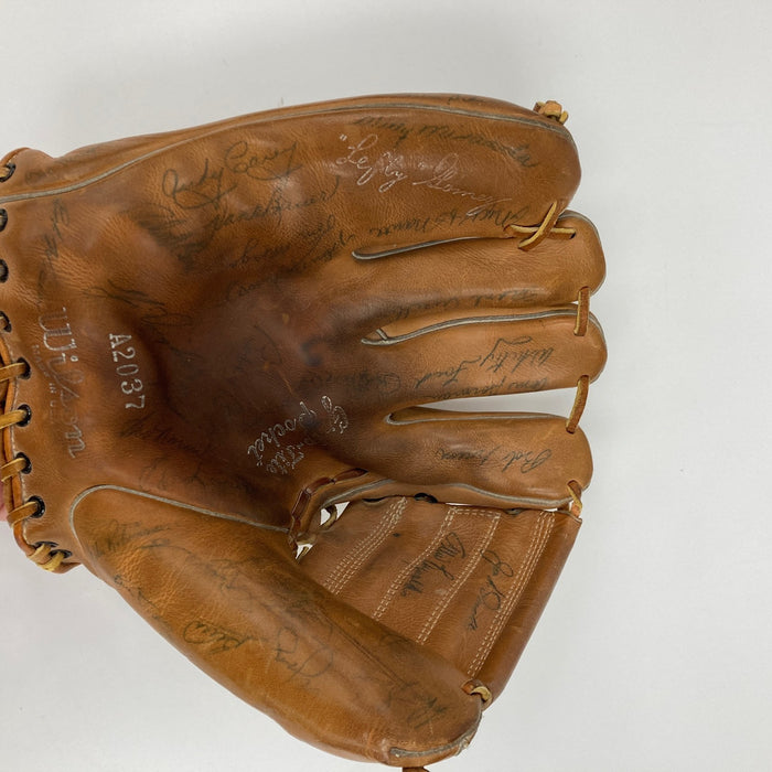 1954 New York Yankees Team Signed Baseball Glove 55 Sigs Mickey Mantle PSA DNA