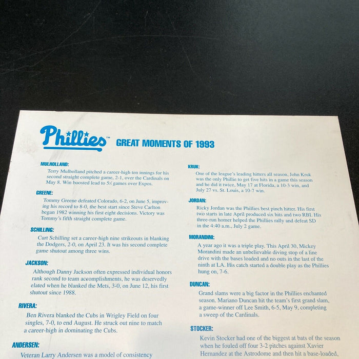 1993 Philadelphia Phillies NL Champs Team Signed Large 11x17 Poster 26 Sigs