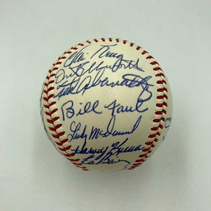 Beautiful 1965 Chicago Cubs Team Signed Baseball Ernie Banks Ron Santo JSA COA