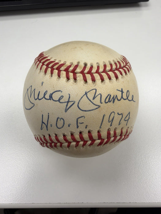 Mickey Mantle Hall Of Fame 1974 Signed Baseball PSA DNA Graded 9 MINT Auto