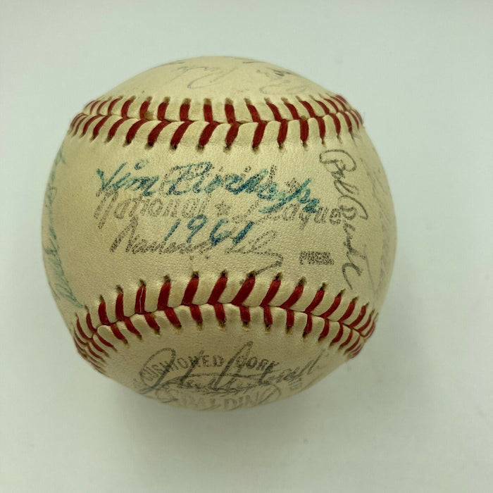 Hank Aaron Eddie Mathews 1961 Atlanta Braves Team Signed NL Baseball JSA COA