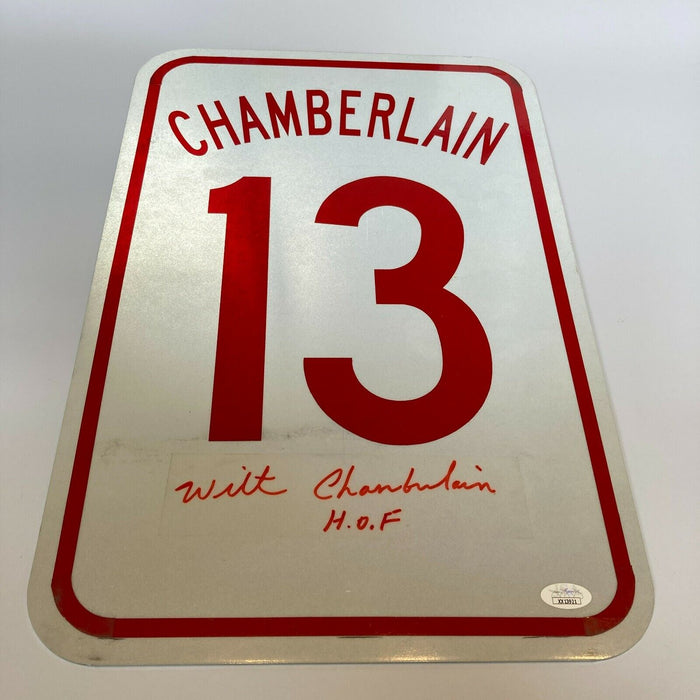 Wilt Chamberlain Hall Of Fame Signed Large 12x18 #13 Metal Sign JSA COA