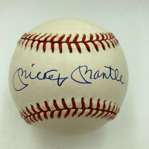 Beautiful Mickey Mantle Signed American League Baseball PSA DNA Graded MINT 9