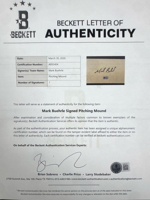 Mark Buehrle Signed Pitching Rubber Display Framed RARE Beckett COA