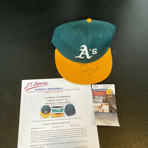 Tony La Russa Signed 1990 Oakland A's Game Used Hat JSA & J.T. Sports COA