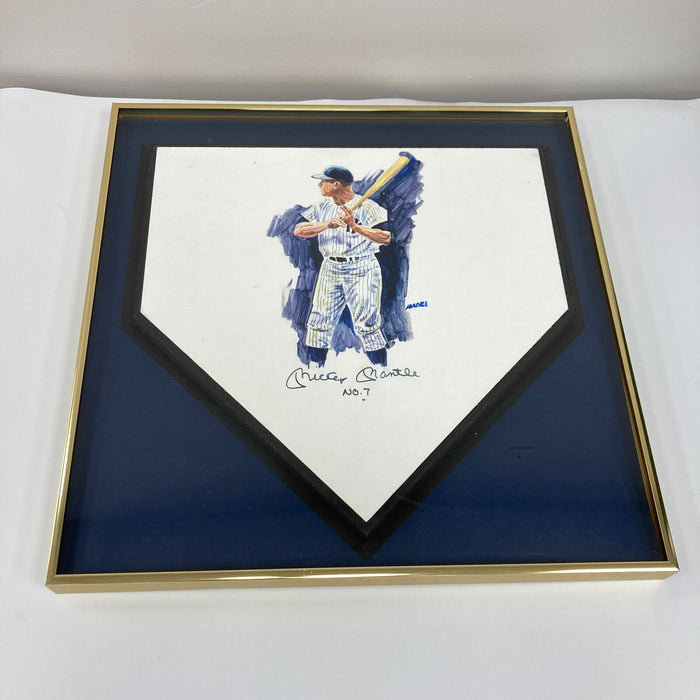 Beautiful Mickey Mantle No. 7 Signed Hand Painted Art Home Plate JSA COA