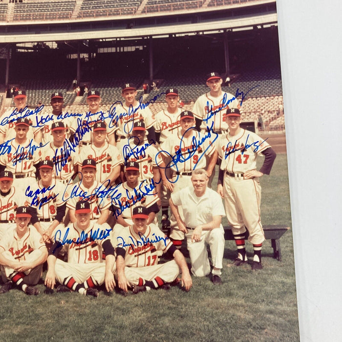 1957 Milwaukee Braves World Series Champs Team Signed 11x14 Photo Hank Aaron JSA