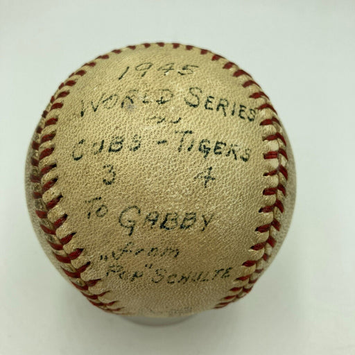 1945 World Series Game Used Baseball Pop Schulte To Gabby Hartnett Chicago Cubs