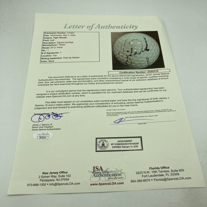 Tiger Woods Signed Golf Ball From His 1996 Professional Debut JSA COA