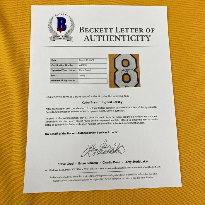 Kobe Bryant Signed 1999 Finals Los Angeles Lakers Pro Cut Jersey Beckett & PSA