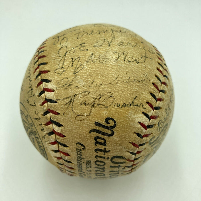 1928 Brooklyn Dodgers Team Signed Baseball Dazzy Vance Max Carey Bancroft JSA