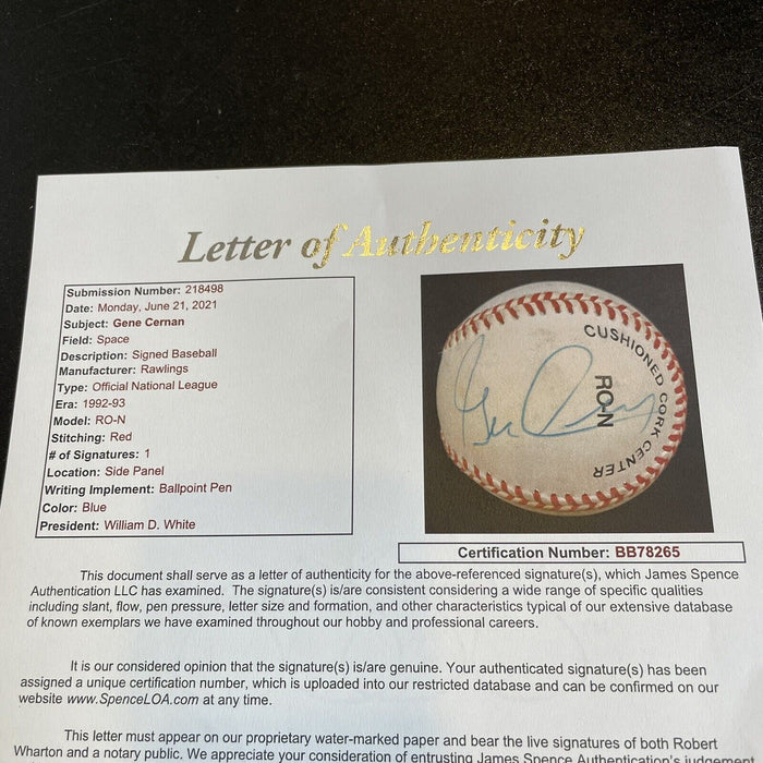 Gene Cernan Signed Autographed MLB Baseball NASA Apollo XVII JSA COA