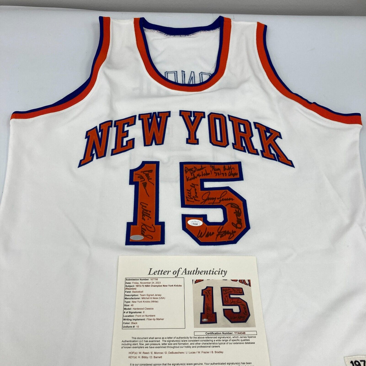 1972-1973 New York Knicks NBA Champs Team Signed Authentic Jersey