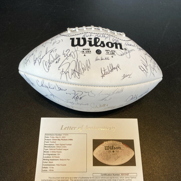 1989 Green Bay Packers Team Signed Wilson NFL Football 50+ Sigs JSA COA