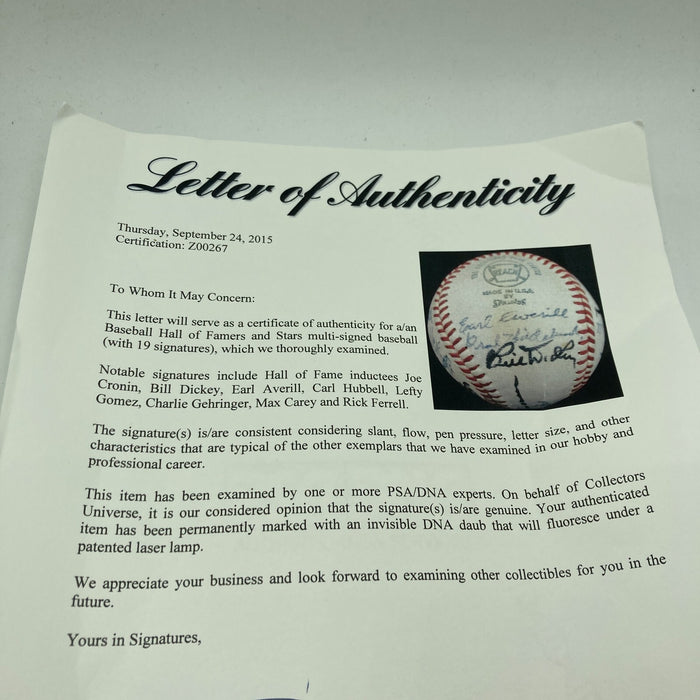 1933 Inaugural First Ever All Star Game Team Signed Baseball PSA DNA COA