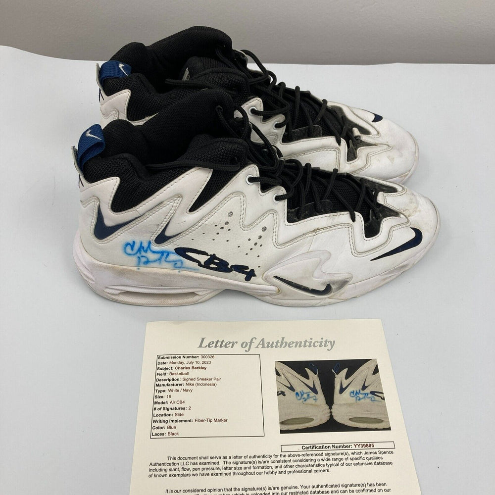 Charles Barkley 1990's Game Used Signed Sneakers Shoes JSA COA