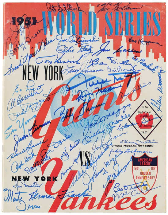 Mickey Mantle Joe Dimaggio 1951 Yankees Giants Signed World Series Program BAS