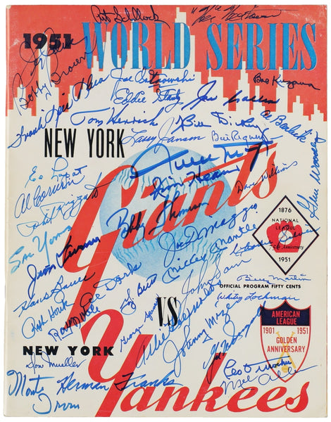 Mickey Mantle Joe Dimaggio 1951 Yankees Giants Signed World Series Program BAS