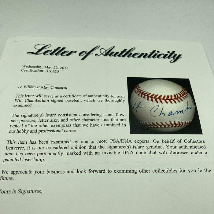 Beautiful Wilt Chamberlain Single Signed National League Baseball PSA DNA COA