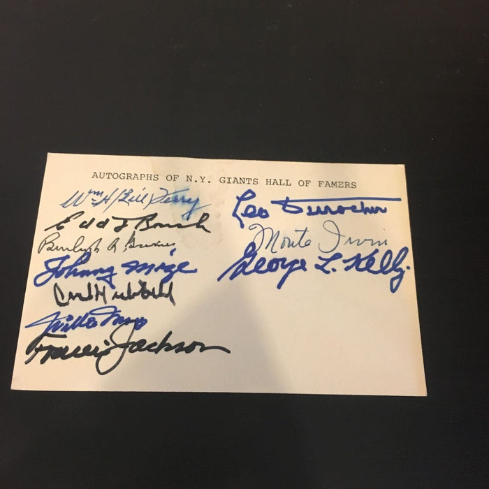 1940's NY Giants HOF Signed Card Willie Mays Leo Durocher George Kelly