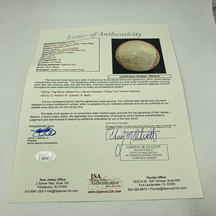 1963 All Star Game Team Signed Baseball Nellie Fox Yogi Berra Roger Maris JSA