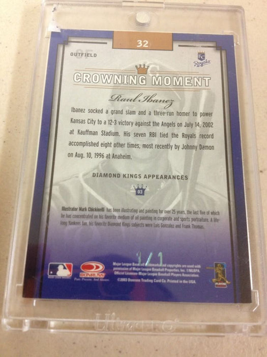 2003 DONRUSS DIAMOND KINGS CROWNING MOMENT RAUL IBANEZ AUTO AUTOGRAPH 1/1 RARE