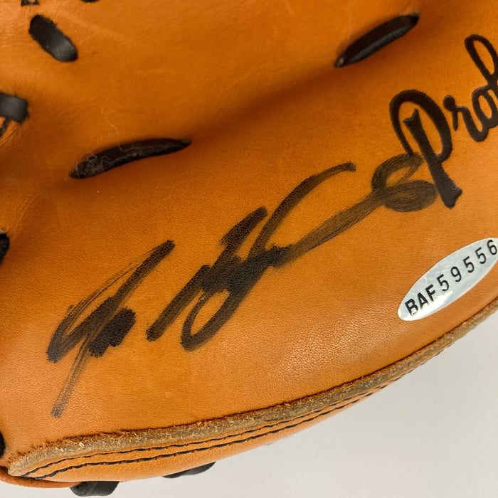 Ivan Rodriguez Signed Game Model Baseball Glove Mitt UDA Upper Deck COA RARE