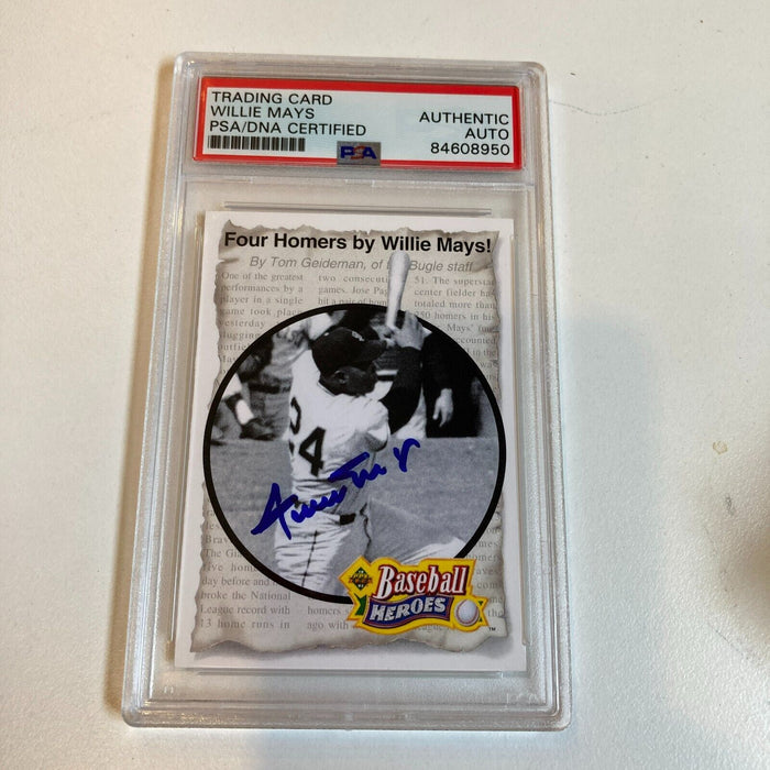 1992 Upper Deck Willie Mays Baseball Heroes Signed Baseball Card PSA DNA