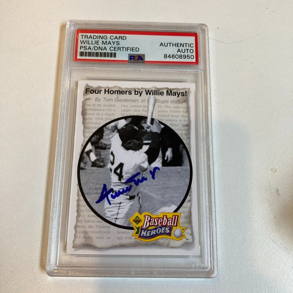 1992 Upper Deck Willie Mays Baseball Heroes Signed Baseball Card PSA DNA