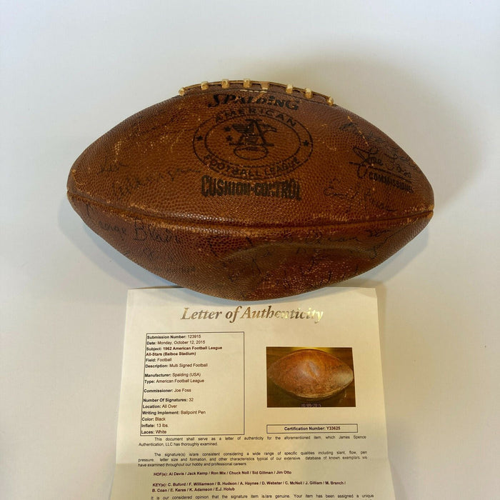 1962 All Star Game AFL Team Signed Game Used Football Al Davis Jack Kemp JSA COA