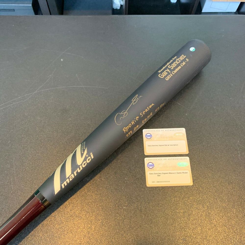 Gary Sanchez Rookie Season Signed Heavily Inscribed Game Model Bat Steiner COA